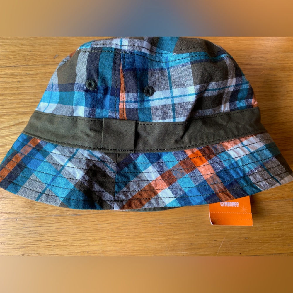 NWT Gymboree kids size small reversible bucket hat - plaid and olive
